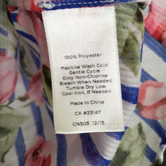 TALBOTS‎ COTTAGECORE FLORAL LONG SLEEVE SEMI SHEER BUTTON UP SHIRT PETITE MEDIUM - Picture 8 of 11